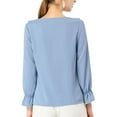 thumbnail image 4 of INSPIRE CHIC Women's Ruffle Blouse Wear-to-Work Elegant V Neck Long Sleeve Dressy Top XL Gray-Blue, 4 of 9