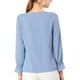 thumbnail image 3 of BLUSA CON VOLANTES PARA MUJER INSPIRE CHIC, ELEGANTE, CON ESCOTE EN V, DE MANGA LARGA, TOP FORMAL EN GRIS AZUL, 3 of 8