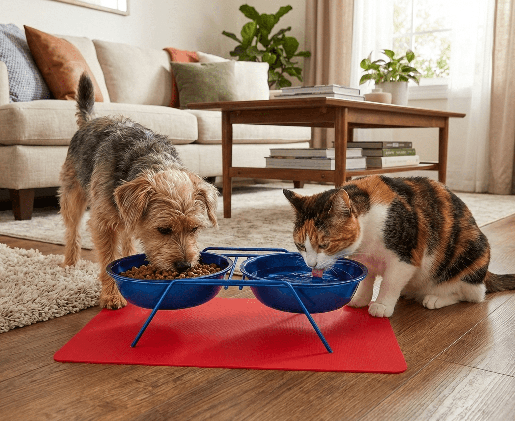 Farberware 4 Piece set - Double Elevated Bowl set with Silicone Feeding Mat 664 ML / 22 OZ