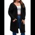 thumbnail image 2 of Cárdigan de Punto Ligero y Suave para Mujer, de Talla Grande, con Mangas Largas, Abierto Al Frente y Bolsillos. Negro XXL, 2 of 7
