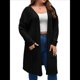 thumbnail image 2 of Cárdigan de Punto Ligero y Suave para Mujer, de Talla Grande, con Mangas Largas, Abierto Al Frente y Bolsillos. Negro 5XL, 2 of 7