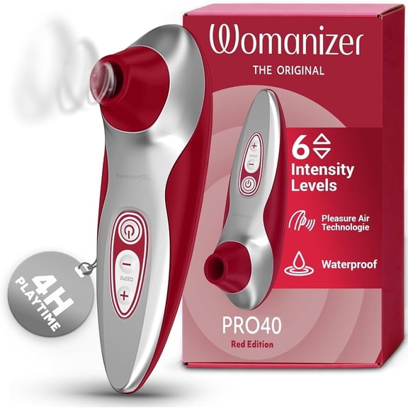 Womanizer Pro 40 Clitoral Vibrator Clit Massaging Vibrating Toy for Women, Red