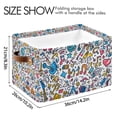 thumbnail image 4 of Yayeee 2 Pack Canvas Storage Basket with Handles for Shelves Fabric Bins Closet Organizer, Doodle Pattern, 4 of 8
