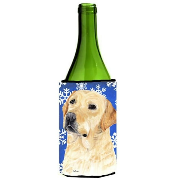 Labrador Winter Snowflakes Holiday Wine bottle sleeve Hugger - 24 oz.