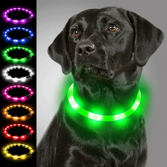 Light Up Dog Collar,LED Flashing Dog Collar for Night Walking, Rechargeable Glow Collars for Puppy Small Medium and Large Dogs
