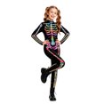 thumbnail image 6 of Halloween Skeleton Jumpsuit, Mock Neck Long Sleeve Bodysuit with Vivid Rose & Bone Print for Stage Performance (1 PC) Black L, 6 of 6
