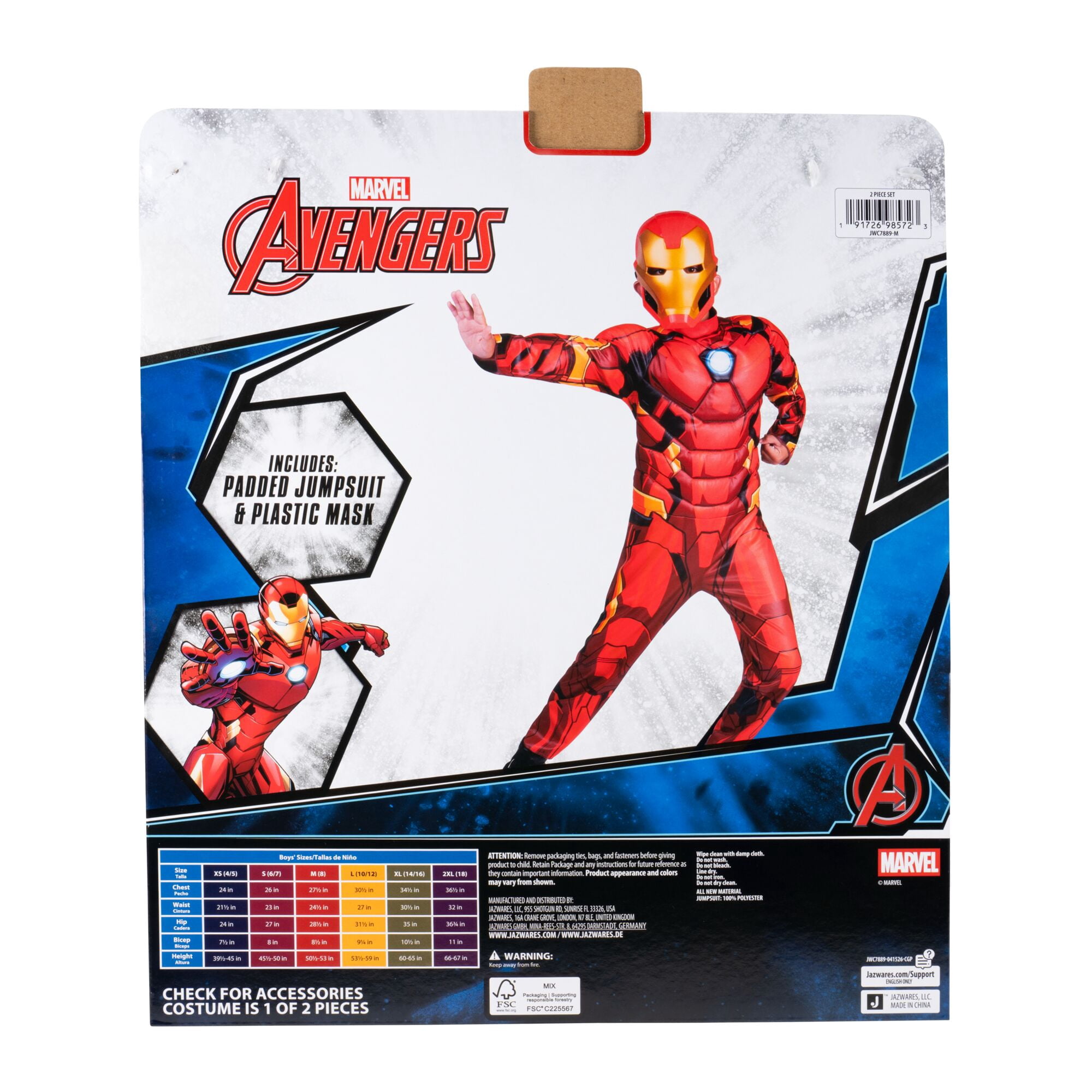 Marvel's Iron Man Halloween Costume for Children, Boy's Size M (8), by Jazwares