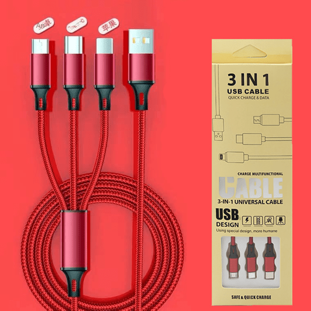 Cable de datos de uno a tres teléfonos móviles para Apple Android tipo-c cable de carga trenzado tres en uno