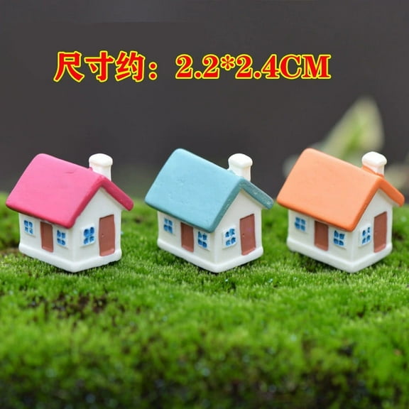 LOLIPPYY 6pcs Mini House Figurines Cute Miniature Micro Landscape Resin House Statues for Plant Pot Fairy Garden Dollhouse Ornament Decoration