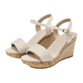 thumbnail image 3 of Ticikt Women's Wedge Platform Sandals, Espadrille Dressy Comfortable Summer Open Toe Ankle Strap Buckle Women Sandal, 3 of 9