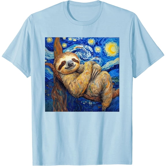 Sloth Van Gogh Style Starry Night Unisex T-Shirt for Men Women Kids Toddler