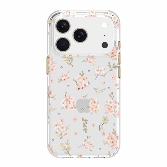 onn Pink Floral with Gems Phone Case for iPhone 17 Pro