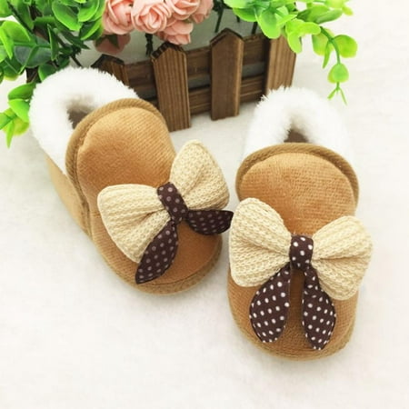 

Clearance! Newborn Infant Bebe Girls Winter Warm Bow Snow Shoes Kids Soft Bottom Walker Crib Boots Newborns Toddler Booties