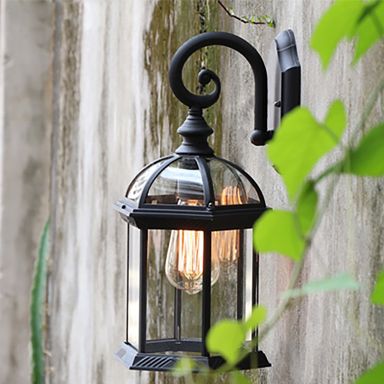 Outdoor Wall Lantern Wall Sconce for Porch Light, 15.75" H Aluminum Housing Plus Glass Porch Lights Wall Mount for House
