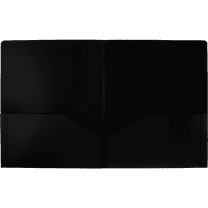LUXPaper Poly Heavy Duty Two Pocket Folders, 9 1/2 x 11 3/4, Black, 50 Pack