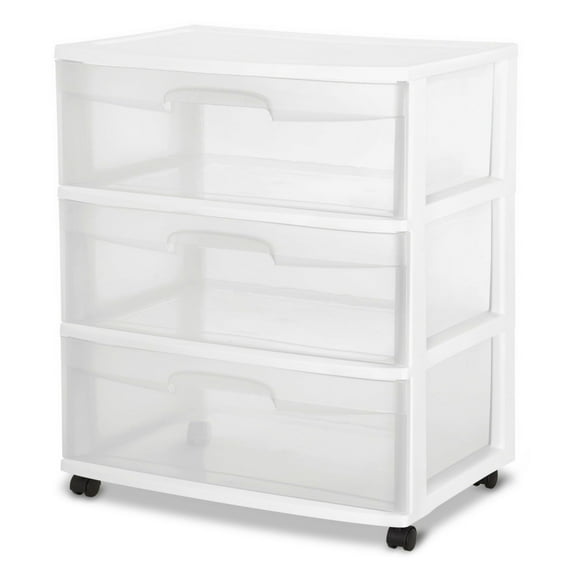 Wide 3 Drawer Cart White
