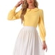 thumbnail image 1 of INSPIRAR CHIC Blusas de Manga Larga con Cuello Peter Pan de Cuadros Houndstooth para Mujeres M Amarillo Blanco, 1 of 6