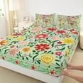 thumbnail image 3 of Feelyou Kawaii Spring Floral Bed Sheets, Rustic Vibrant Flower King Sheets, Farmhouse Botanical Plant Sheet Set, Super Cozy Room Decor, 4pcs, 3 of 7