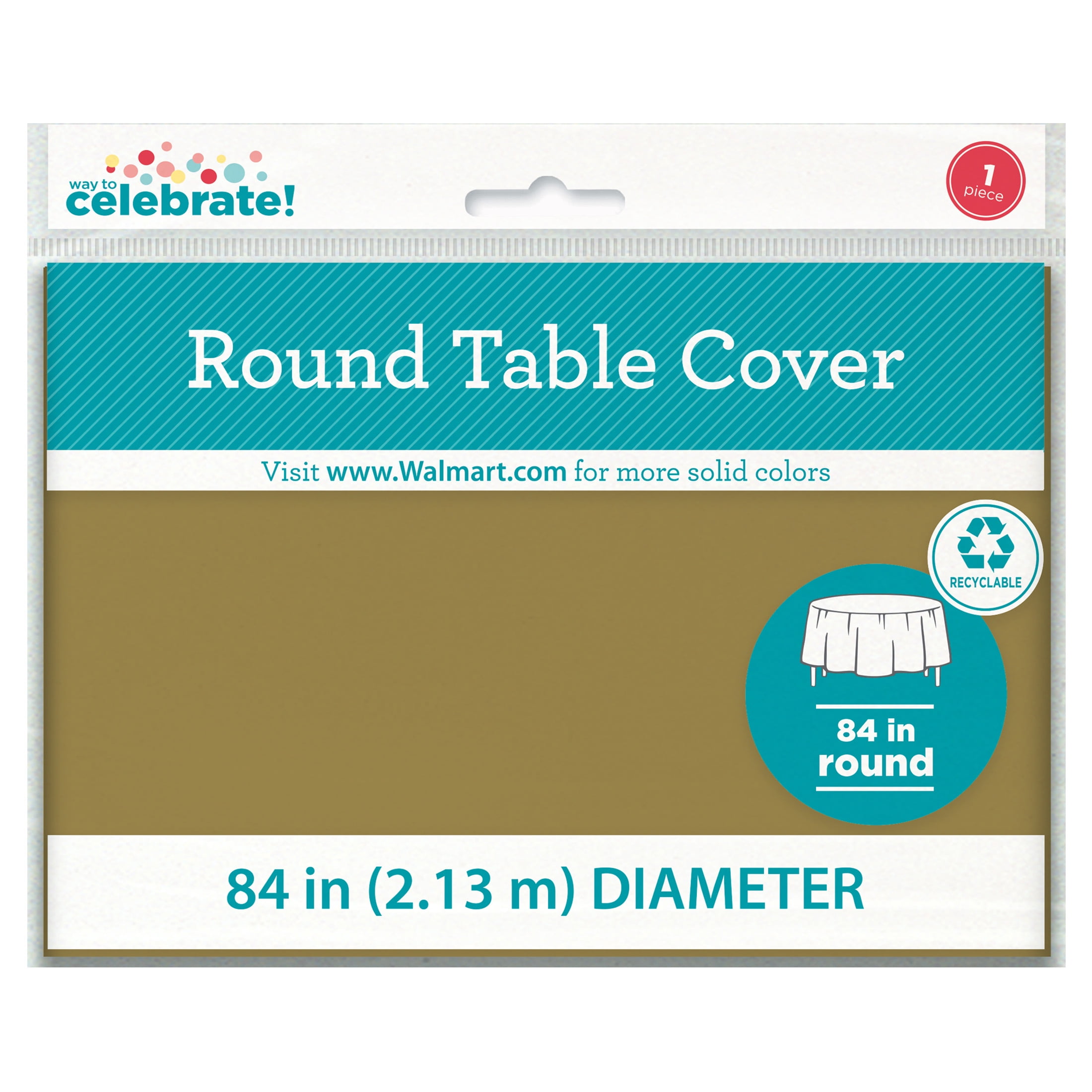 (6 pack) 1CT 84IN Gold Round Plastic Table Cover by Way To Celebrate