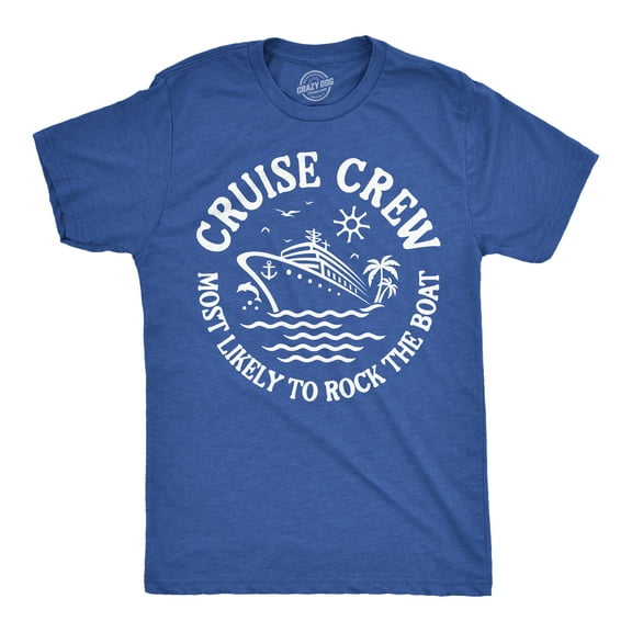 Mens Funny T Shirts Cruise Crew Most Likely to Rock The Boat Sarcastic Graphic Novelty Tee for Men Graphic Tees