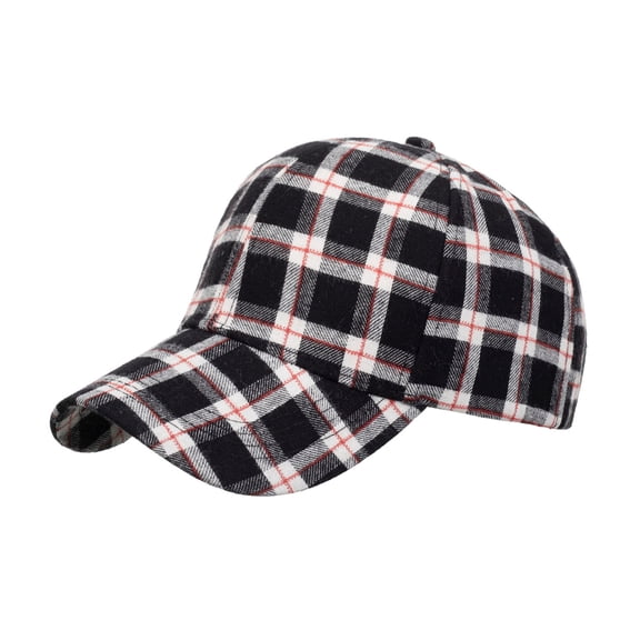 Yuanlong Unisex Baseball Cap Classic Plaid Flannel Sun Hat Adjustable Fall Winter Outdoor Daily Street Travel Head Cap