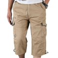 thumbnail image 1 of Mens 3/4 Long Length Elasticated Shorts Waist Cargo Combat Three Quarter Pants, 1 of 2