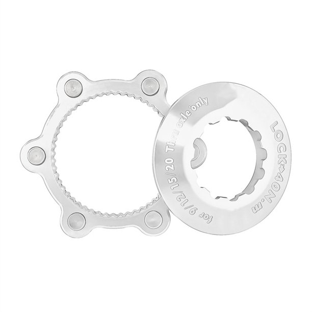 Naiovety 1 Juego de adaptador de rotores de freno de disco de bloqueo central de bicicleta Centerlock Rotor LockringAluminum conversión de aleación Ciclismo Plata Naiovety OD020565-04