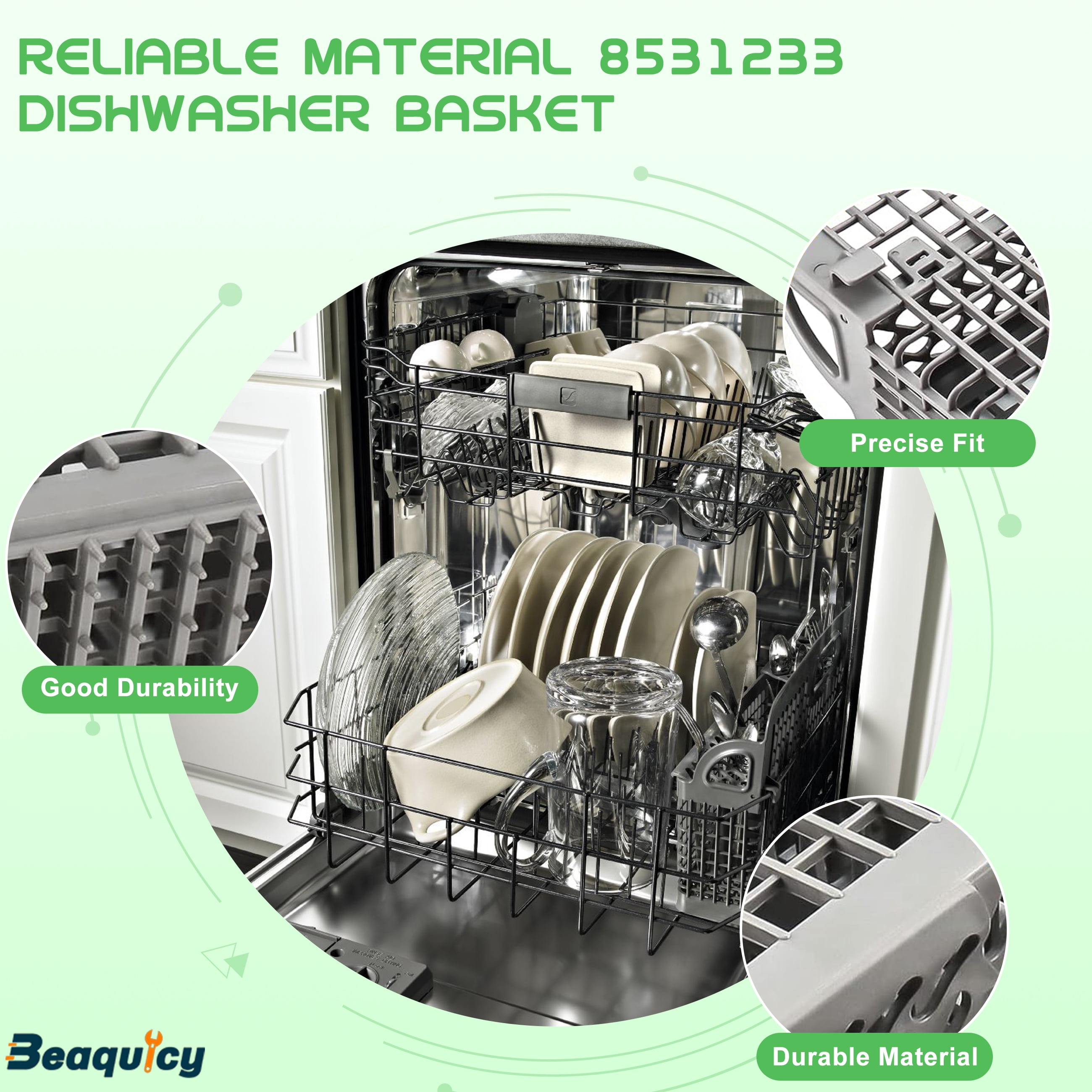 Beaquicy Dishwasher Silverware Basket Replacement for Whirlpool WP8531233