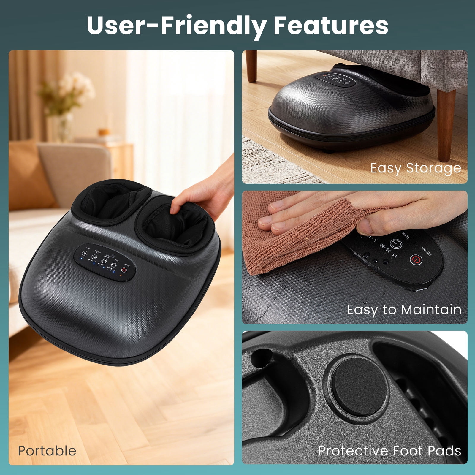 Gymax Shiatsu Foot Massager Machine w/ 2-Level Heat 3-Level Deep-Kneading Timer