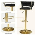 thumbnail image 7 of Daluvenix Velvet Bar Stools Set of 2, Counter Height Barstools with Low Back, Gold 360° Swivel Bar Stool ,Counter Height Bar Chairs for Kitchen Island, Pub,Black, 7 of 7