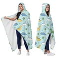 thumbnail image 2 of Wearable Blanket,LightBlue Cartoon Dinosaurs Cacti Pattern Hooded Wearable Flannel Blanket for Adults & Teens,Winter Poncho Shawl Wrap Cape Cozy Anti-Pill,50"x60", 2 of 5