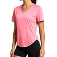 thumbnail image 2 of NELEUS Womens Plus Size Workout Shirts V-Neck Short Sleeve Tops UPF 50+ Sun Shirt Moisture Wicking Loose Fit Top for Athletic,Pink,US Size 2XL, 2 of 10