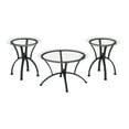 thumbnail image 3 of GZXS 3-Piece Round Coffee Table Set, 1 Coffee Table & 2 End Tables with Tempered Glass Top and Metal Frame for Living Room Apartment Small Space (Black), 3 of 8