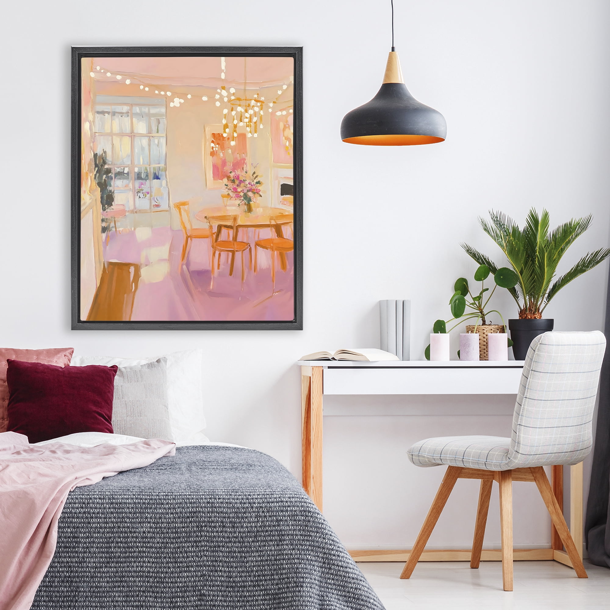 Stupell Industries Warm & Inviting Dining Room Black Framed Floater Canvas Wall Art, design by The Prints Vibe