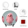thumbnail image 4 of Zufioo Adorable Pink Fluffy Birds Print Bone China Decorative Plate, Ceramic Dinner Plate with Stand Ceramic Decoration Homewares-8in, 4 of 6