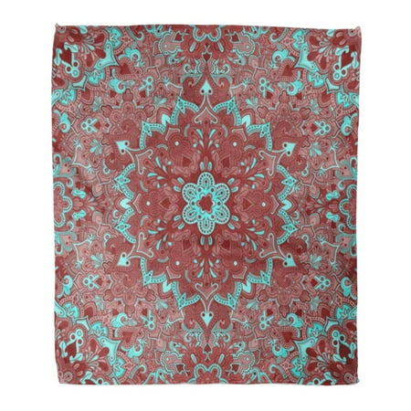Beds Beds And More SIDONKU Throw Blanket Warm Cozy Print Flannel Beige Carpet Boho Flower Tiled Mandala Best Papper and More Floral Comfortable Soft for Bed Sofa and Couch 58x80 Inches ()