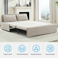 thumbnail image 5 of BALUS 62 " Linen Queen Size Pull Out Sofa Bed Include 2-Pillows,Convertible Loveseat Sleeper Sofa with Pillows and Foldable Mattress,Beige, 5 of 9