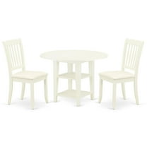 East West Furniture Sudbury 3-piece Dining Set with Cushion Seat in White