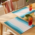 thumbnail image 4 of Blue Stripes Placemats Set of 4 Modern Gradient Abstract Striped Lines Place Mats Indoor Wipeable Table Mats Washable Cloth Dining Table Placemats for Kitchen Holiday Party Home Decor 13x19 Inch, 4 of 9