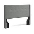 thumbnail image 2 of MCM Nailhead-Trim Button Tufted MCM Wingback Upholstered Headboard, Stone, Full/Queen, 2 of 7
