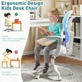 thumbnail image 5 of COSVALVE Ergonomic Height Adjustable Kids Study Desk Chair Back-Following,Sit-Locking Boys Girls Students Computer Chair with 360°Casters(Gray), 5 of 15