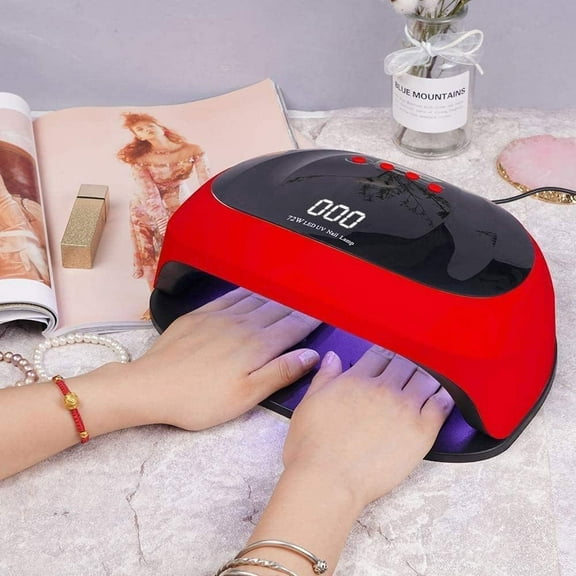 UV LED Nail Lamp, 72W Nail Curing Lamps for Home & Salon, Led Nail Dryer for Gel Polish with Automatic Sensor/4 Timer Setting, Professional Nail Art Tools for Fingernail and Toenail Nail (A)