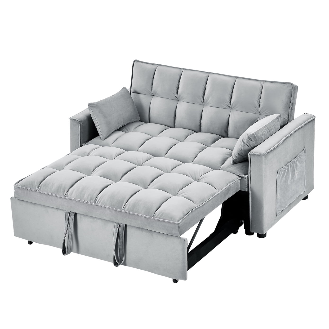 55" Modern Velvet Convertible Sleeper Sofa Bed, 3 in 1 Pull Out Sleeper