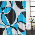thumbnail image 3 of Shower Curtain Bathroom Set Abstract Geometric Color Block Waterproof Fabric Shower Curtains with Grommets&Hooks, Circle Stripes Blue Gray Black Privacy Bath Curtain for Bathtub 72x72in, 3 of 9