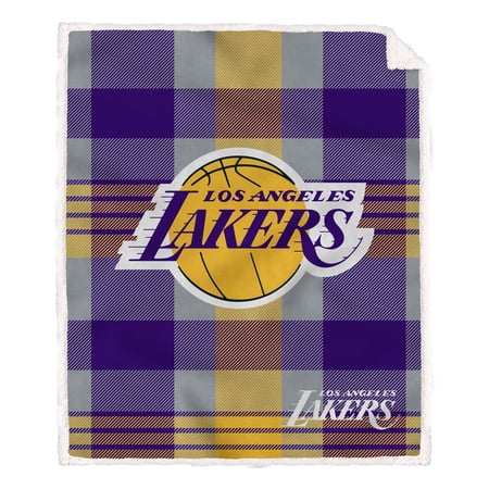 Pegasus Los Angeles Lakers 60- x 70- Plaid Steel Ultra Cozy Sherpa Blanket