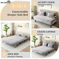 thumbnail image 3 of Bellemave 55'' Convertible Chair Bed,Tri-Fold Sofa Bed with Adjustable Backrest & Pillow,Leisure Chaise Lounge Couch with Sturdy Steel Frame for Home & Office,Comfortable Sleeper Chair(Light Gray), 3 of 8