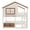 Beige, variant on URTR Twin Over Twin House Bunk Bed with Window, Bookshelf and Roof, Wooden Twin Size Floor Bunk Bedframe with High-Quality Guardrail and Ladder, Playhouse Bed for Bedroom, Beige