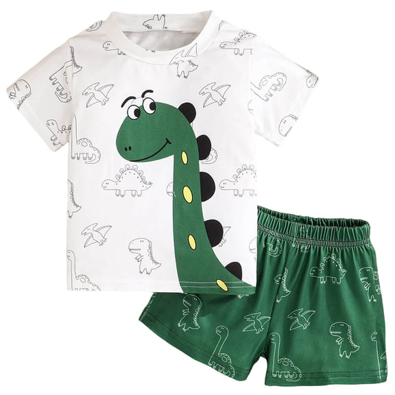 newwalpole Toddler Summer Pajamas 2 Piece Set Short Sleeve PJs Cooling Sleepwear Viscose Made from Bamboo Green for Size 12-18 Months