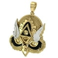 thumbnail image 2 of Genuine Diamond Eye Providence Owl Illuminati Freemasonry Charm Pendent Big 3'' Over 10K Gold, 2 of 6