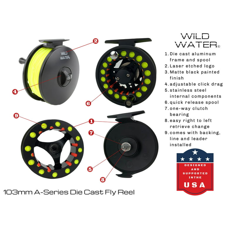 Wild Water Fly Fishing A-Series Die Cast 9 Weight or 10 Weight Fly Reel 